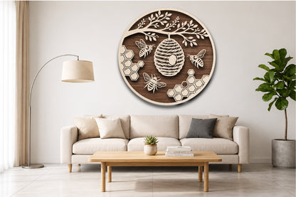Beehive Honey Bee Laser Cut SVG