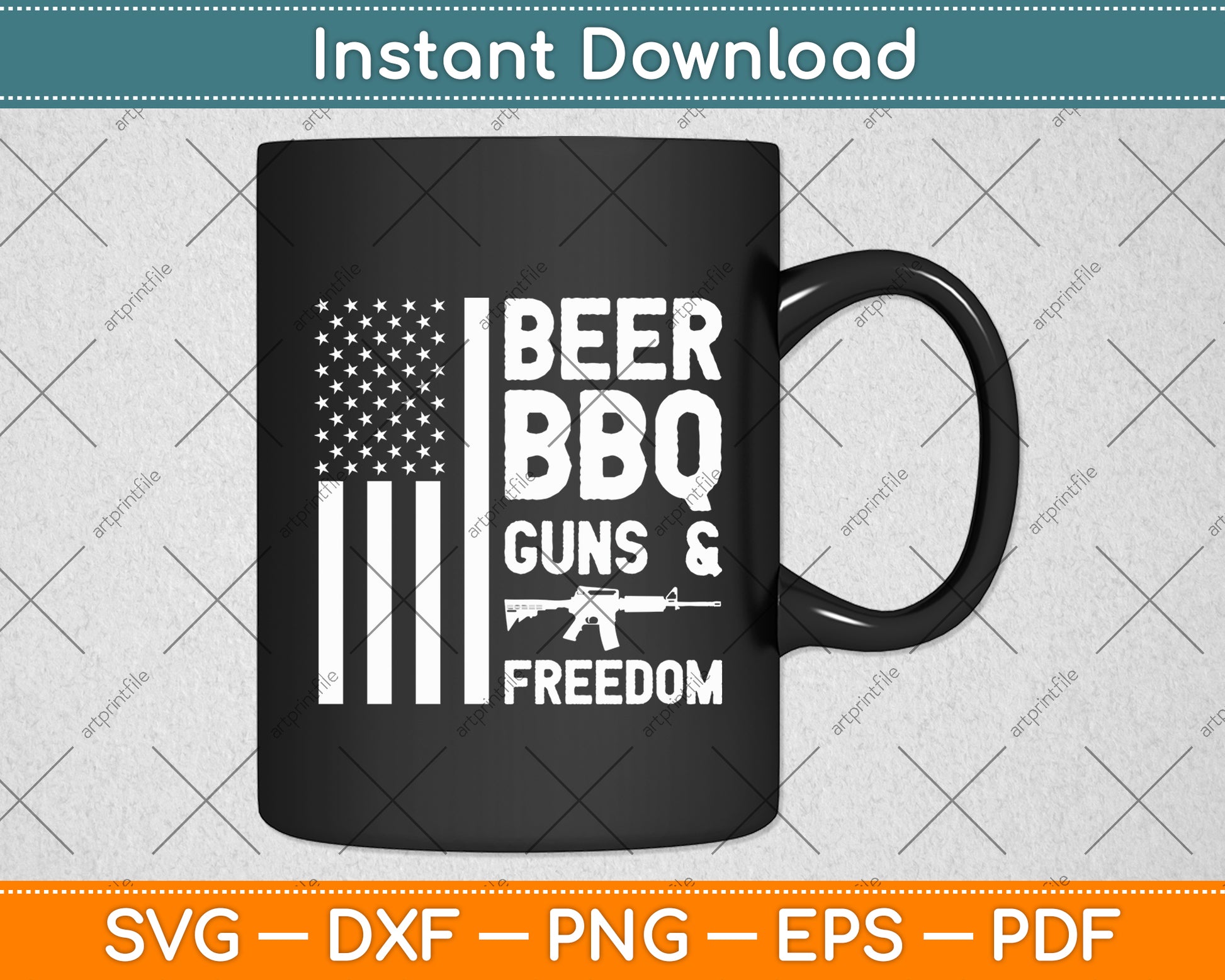Beer BBQ Guns & Freedom USA Flag 4th Of July Svg Digital Cutting File