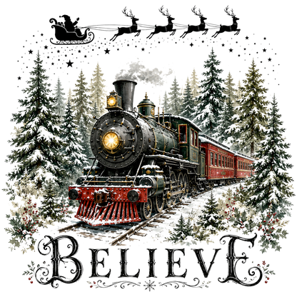 Believe Christmas Train PNG