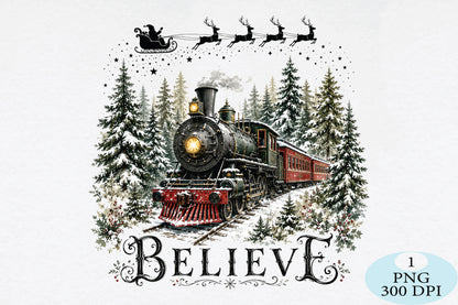 Believe Christmas Train PNG