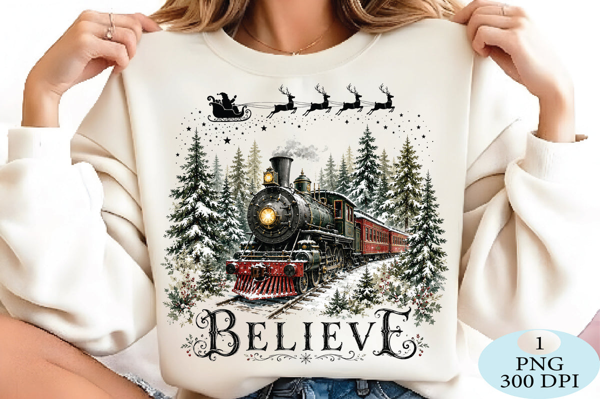 Believe Christmas Train PNG