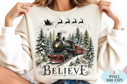Believe Christmas Train PNG