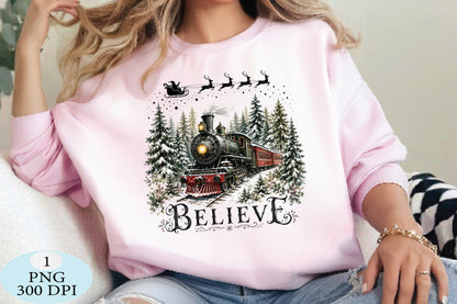 Believe Christmas Train PNG