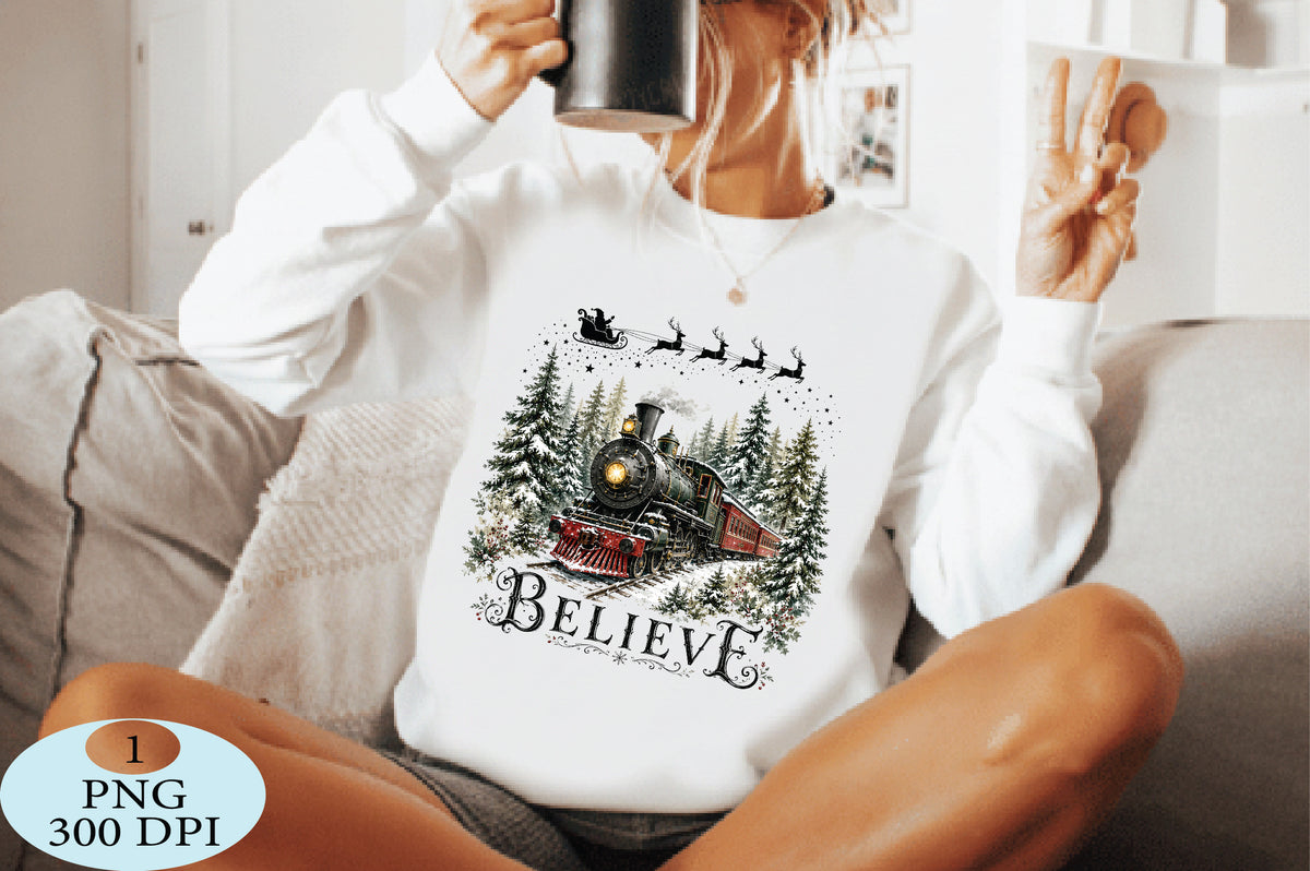 Believe Christmas Train PNG