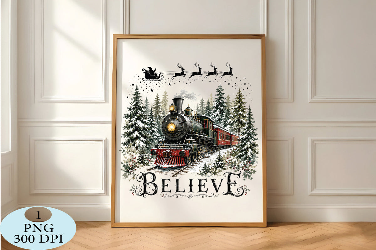 Believe Christmas Train PNG