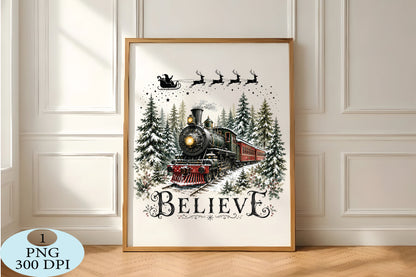 Believe Christmas Train PNG