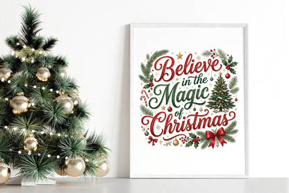 Believe in the Magic of Christmas PNG, Christmas Tree Holiday Sublimation Design, Festive Xmas Shirt