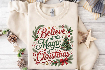 Believe in the Magic of Christmas PNG, Christmas Tree Holiday Sublimation Design, Festive Xmas Shirt