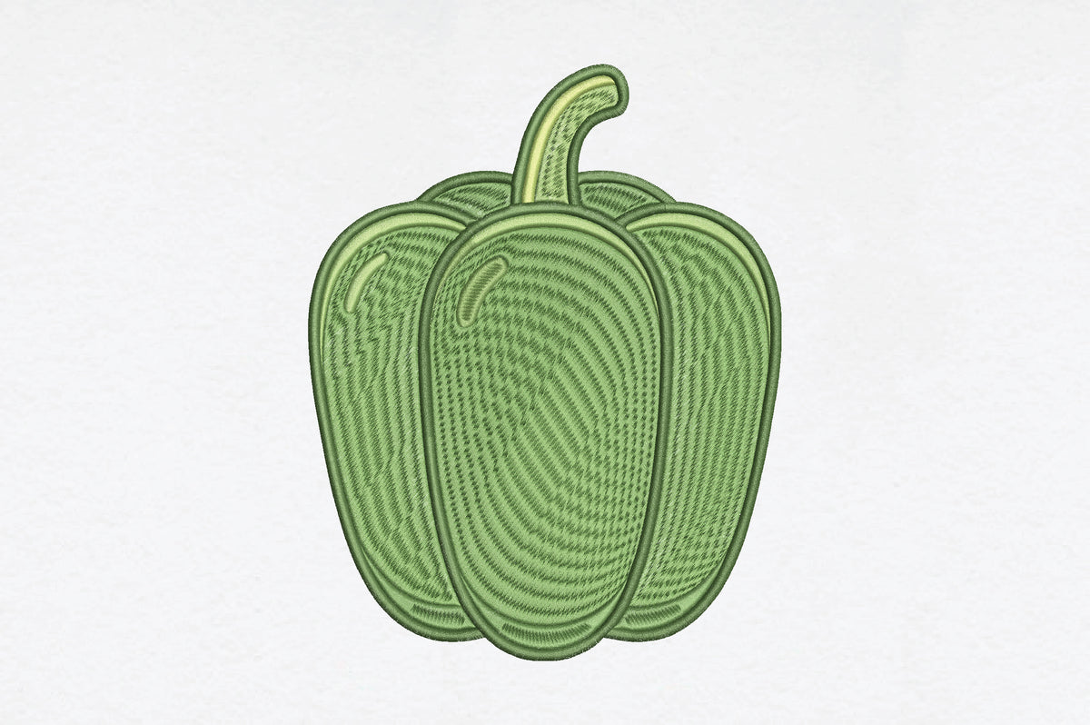 Green Bell Pepper Embroidery Design