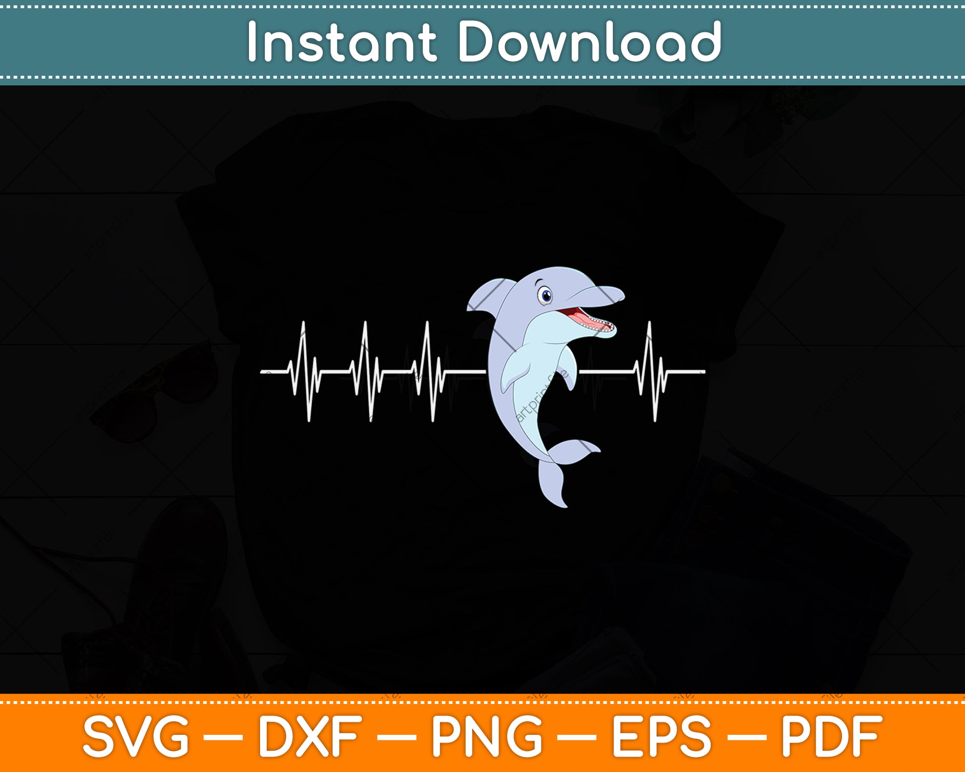 Beluga Whale Heartbeat Pulse Svg Png Dxf Digital Cutting File