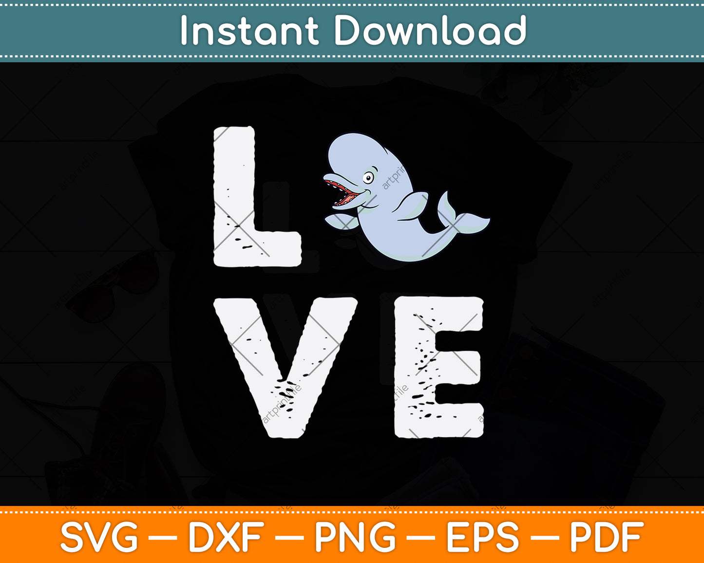 Beluga Whale Love Svg Png Dxf Digital Cutting File