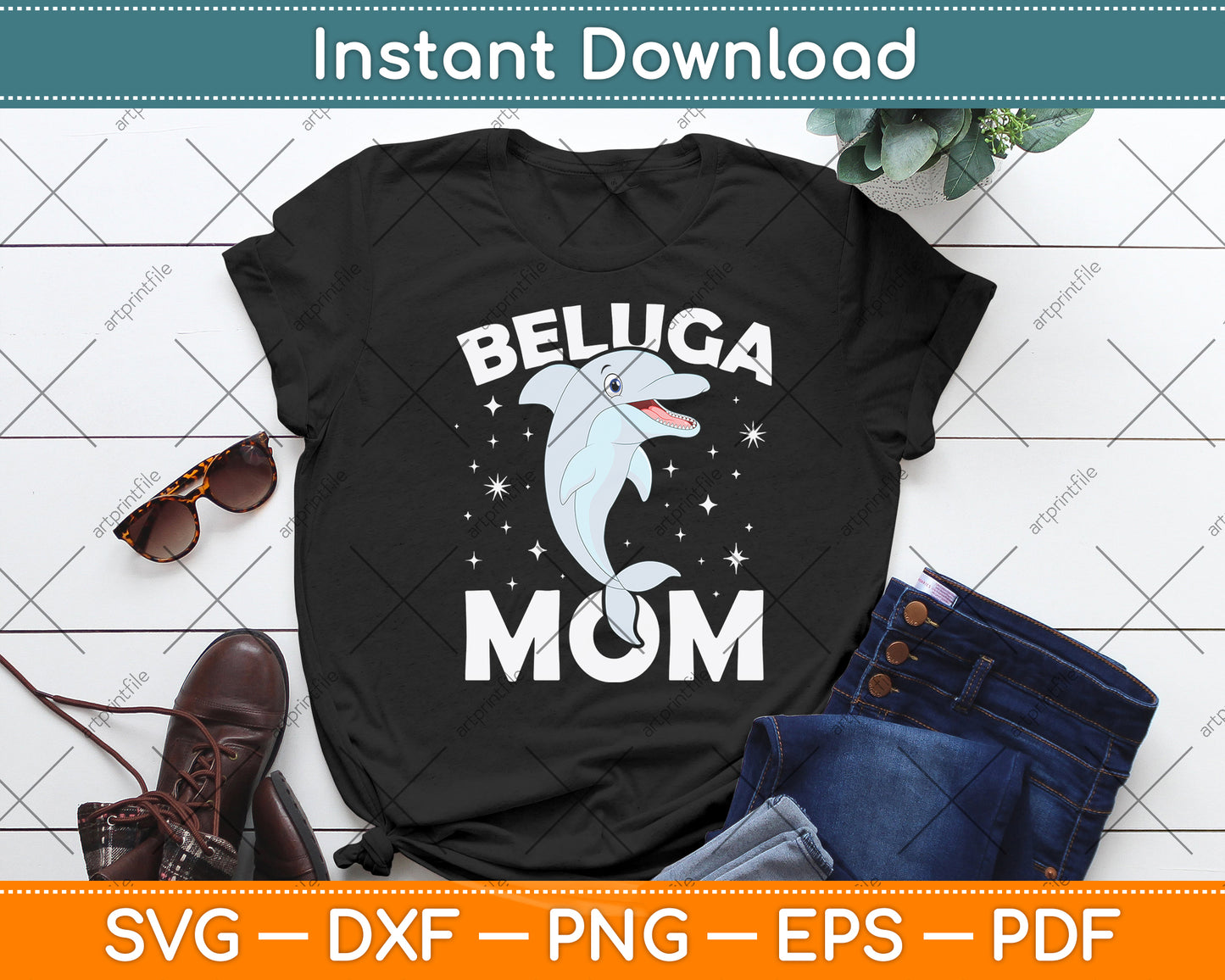 Beluga Whale Mom Mothers Day Svg Digital Cutting File