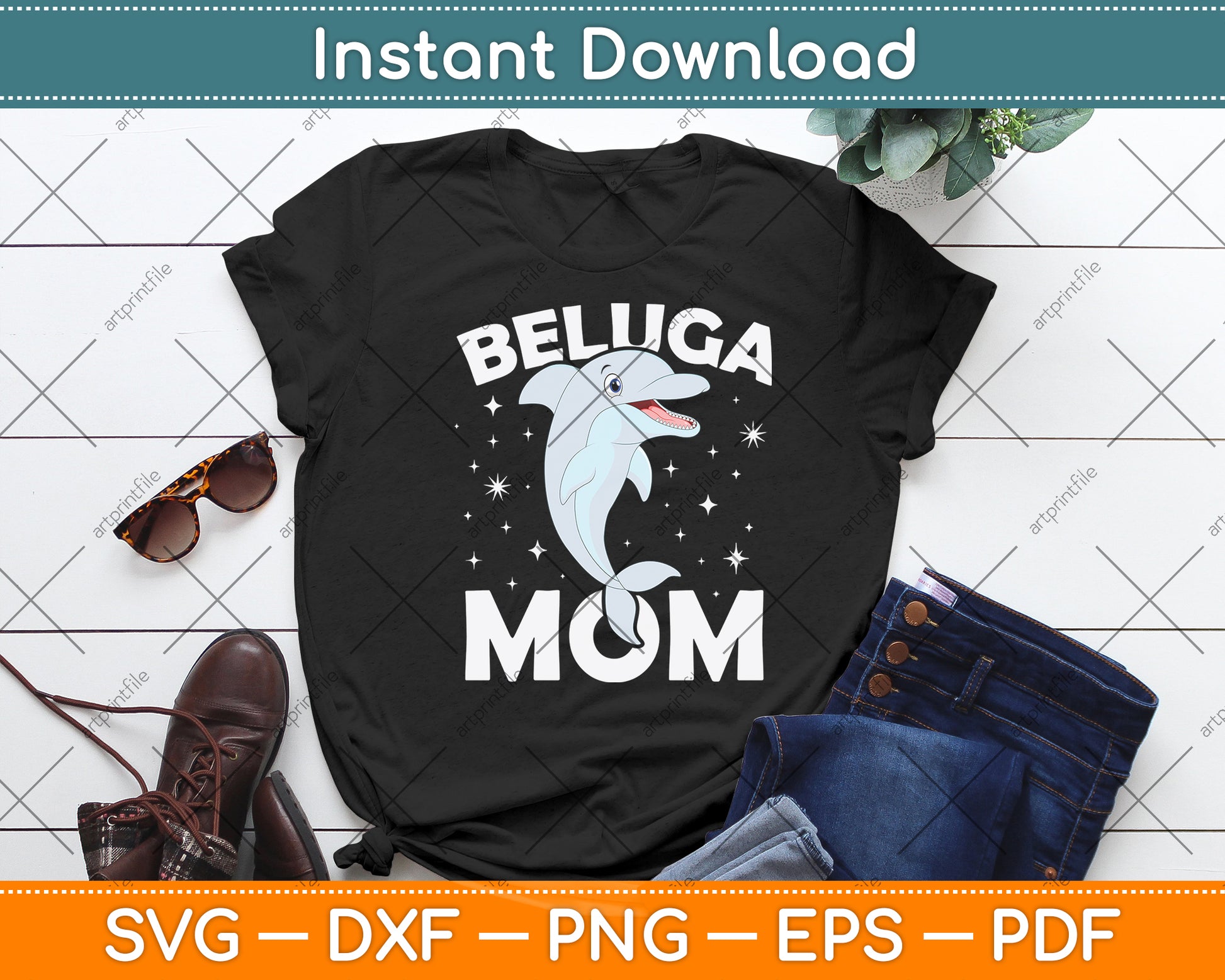 Beluga Whale Mom Mothers Day Svg Digital Cutting File