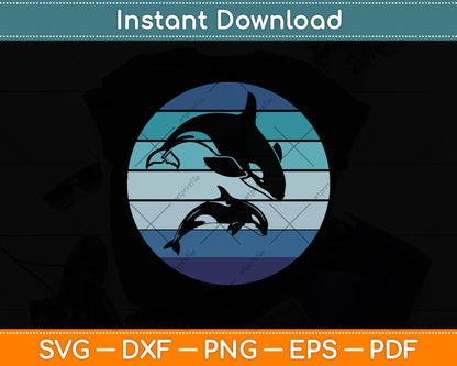 Beluga Whale Ocean Diving Retro Orca Svg Png Dxf Digital Cutting File