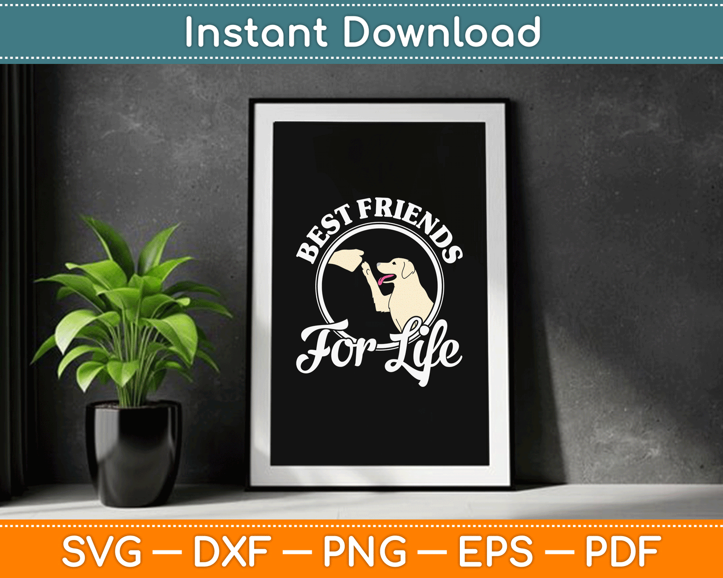 Best Friends For Life Golden Retriever Loves SVG Digital Cutting File