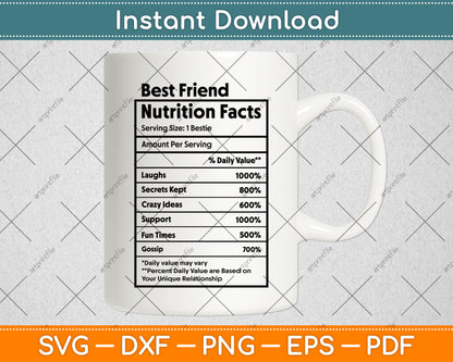 Best Friend Nutrition Facts Svg Digital Cutting File