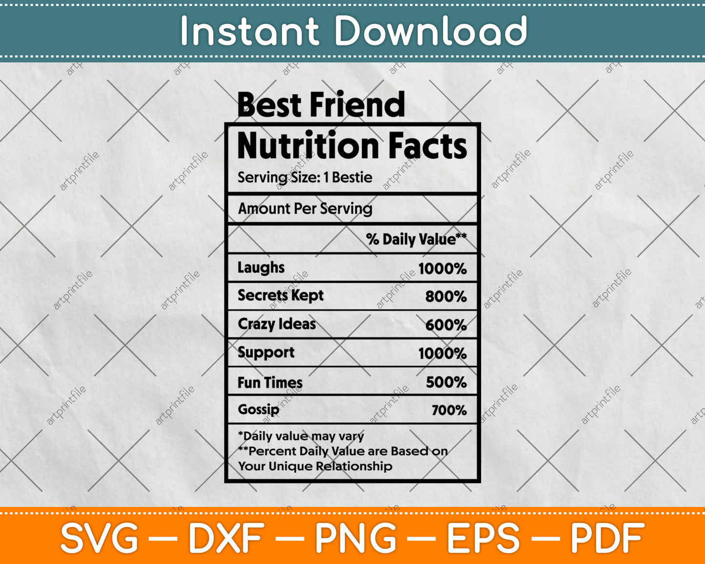 Best Friend Nutrition Facts Svg Digital Cutting File