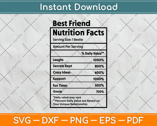 Best Friend Nutrition Facts Svg Digital Cutting File