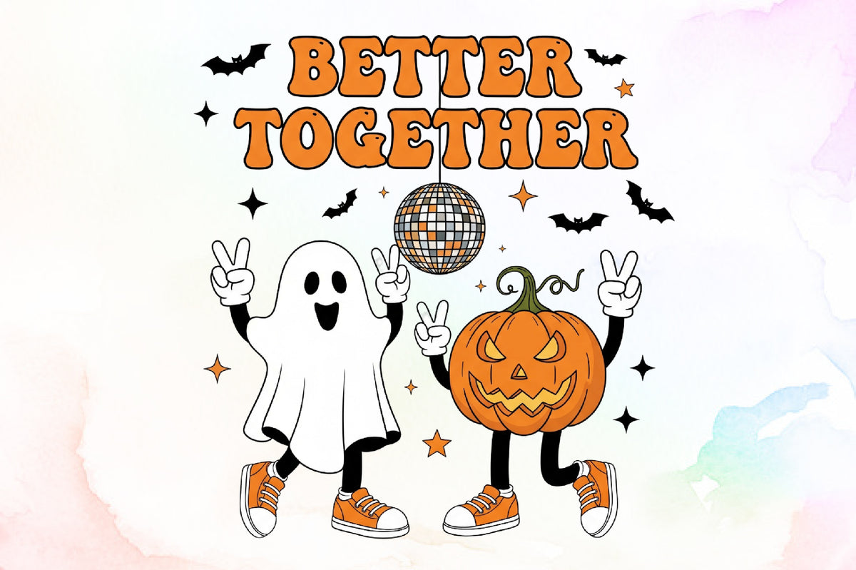Better Together Pumpkin Ghost Halloween PNG Cute Spooky Clipart