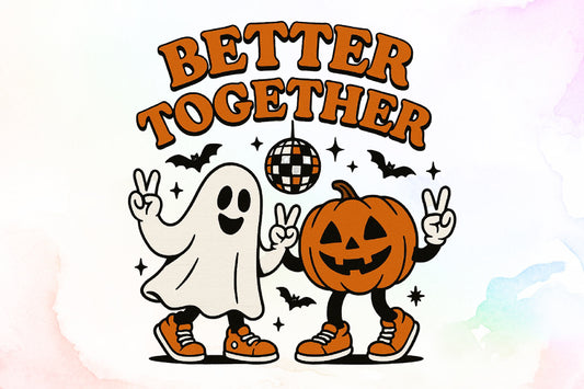 Better Together Pumpkin Ghost Halloween PNG Spooky Cute Design