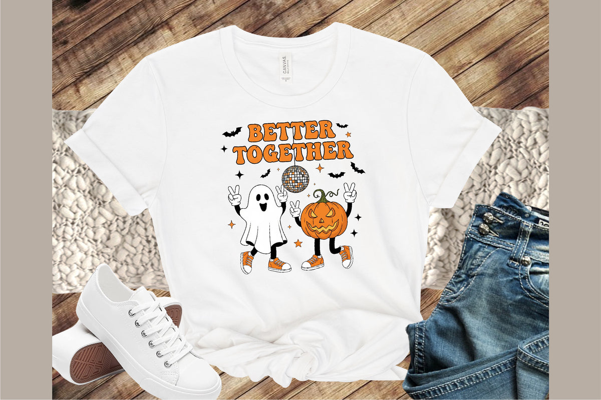 Better Together Pumpkin Ghost Halloween PNG Cute Spooky Clipart