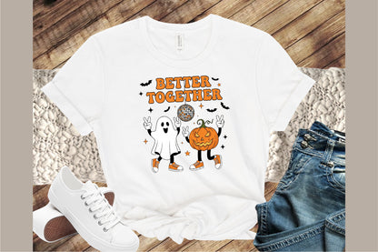 Better Together Pumpkin Ghost Halloween PNG Cute Spooky Clipart