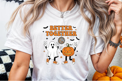 Better Together Pumpkin Ghost Halloween PNG Cute Spooky Clipart