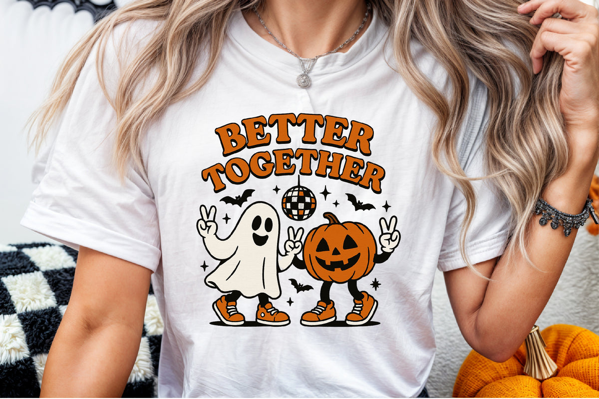 Better Together Pumpkin Ghost Halloween PNG Spooky Cute Design