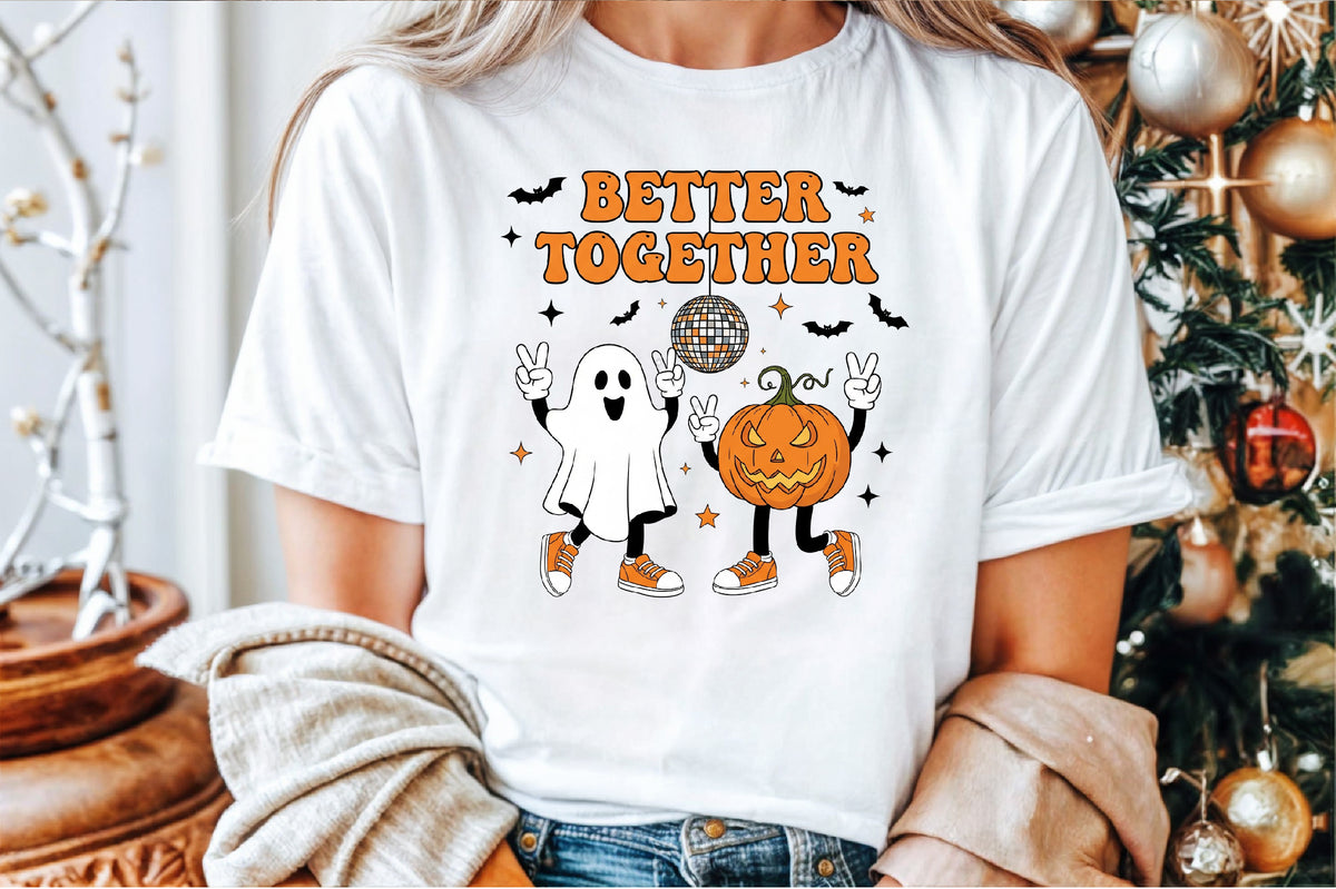 Better Together Pumpkin Ghost Halloween PNG Cute Spooky Clipart