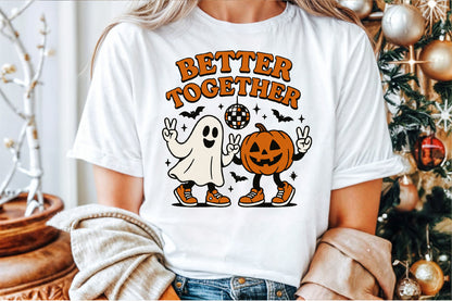 Better Together Pumpkin Ghost Halloween PNG Spooky Cute Design