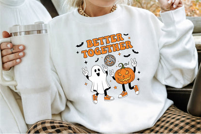 Better Together Pumpkin Ghost Halloween PNG Cute Spooky Clipart