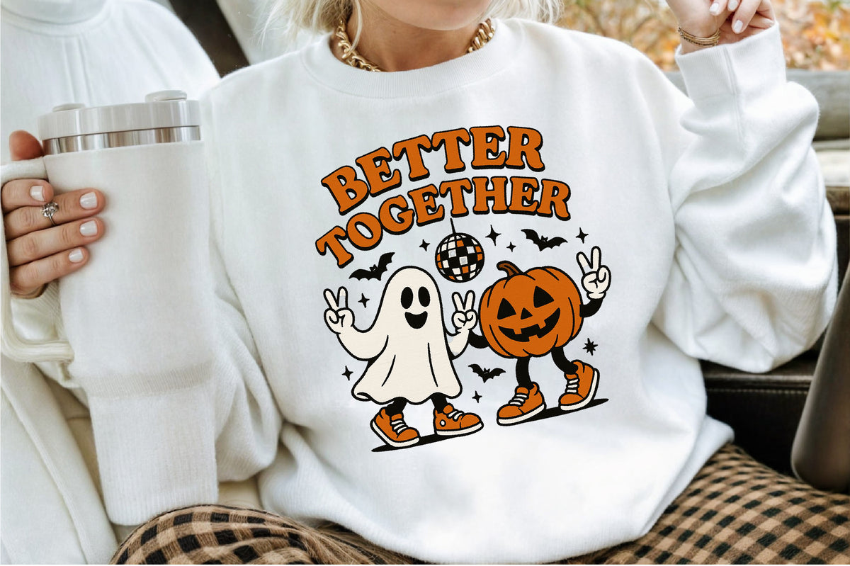 Better Together Pumpkin Ghost Halloween PNG Spooky Cute Design