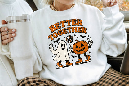Better Together Pumpkin Ghost Halloween PNG Spooky Cute Design