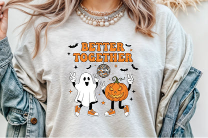 Better Together Pumpkin Ghost Halloween PNG Cute Spooky Clipart