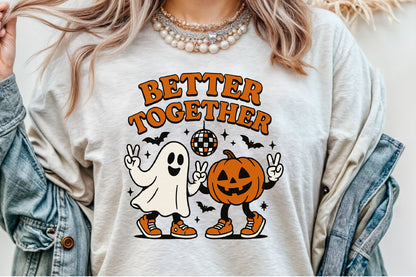 Better Together Pumpkin Ghost Halloween PNG Spooky Cute Design