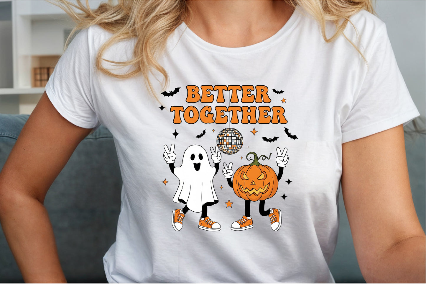 Better Together Pumpkin Ghost Halloween PNG Cute Spooky Clipart