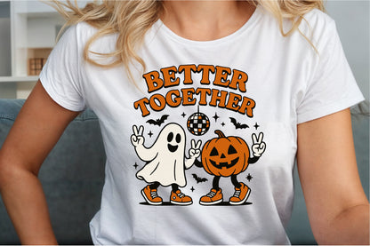 Better Together Pumpkin Ghost Halloween PNG Spooky Cute Design