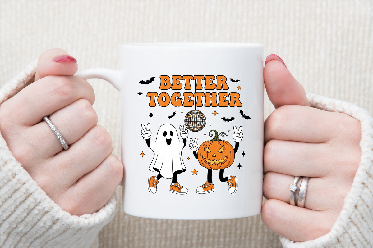 Better Together Pumpkin Ghost Halloween PNG Cute Spooky Clipart