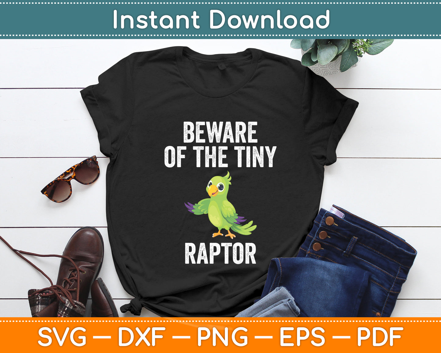 Beware of the Tiny Raptor Green Parrotlet Vintage Parrot Svg Digital Cutting File