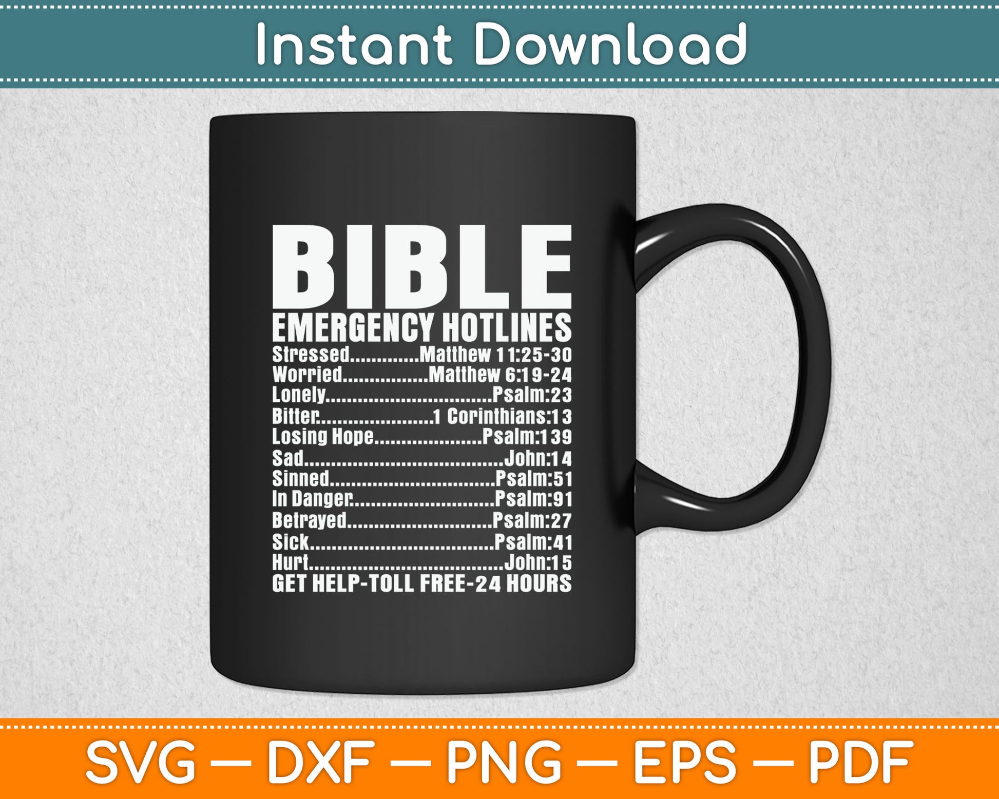 Bible Emergency Numbers Funny Hotline Christian Gift Svg Digital Cutting File