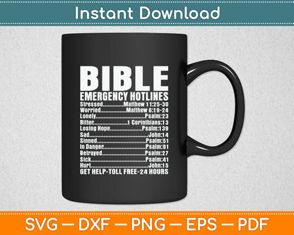 Bible Emergency Numbers Funny Hotline Christian Gift Svg Digital Cutting File