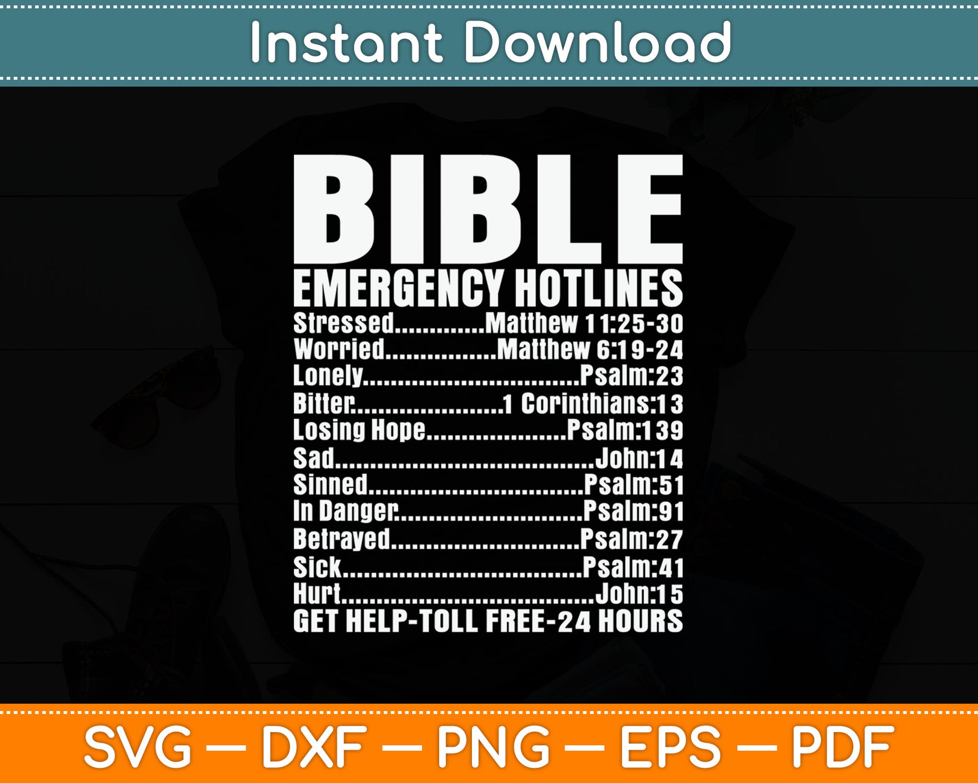 Bible Emergency Numbers Funny Hotline Christian Gift Svg Digital Cutting File