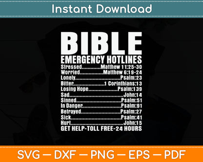 Bible Emergency Numbers Funny Hotline Christian Gift Svg Digital Cutting File