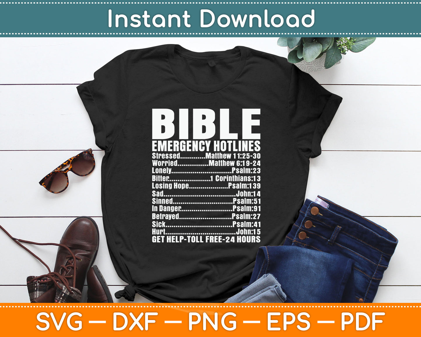Bible Emergency Numbers Funny Hotline Christian Gift Svg Digital Cutting File