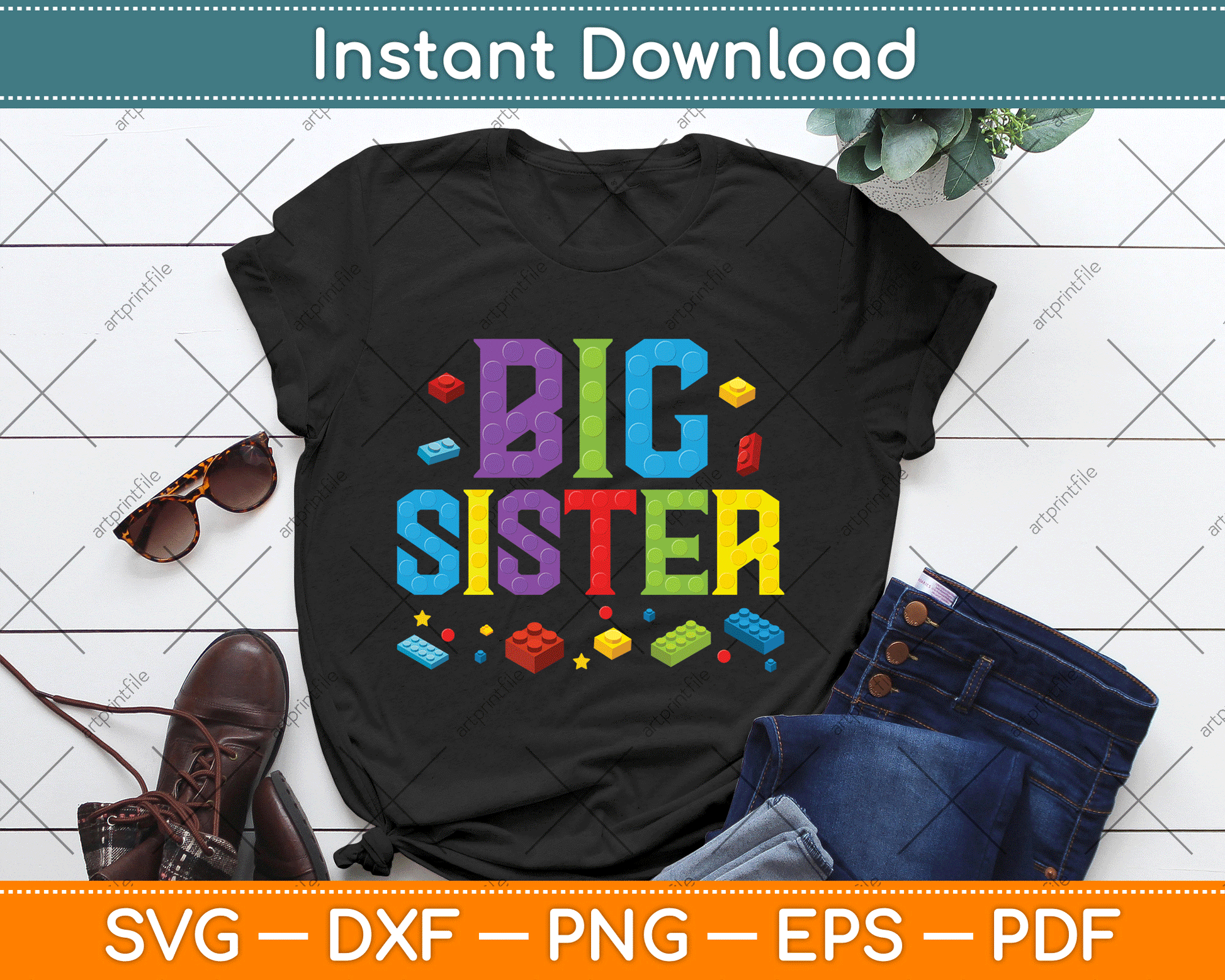 Big Sister Master Builder Building Bricks Blocks SVG Digital Cutting File