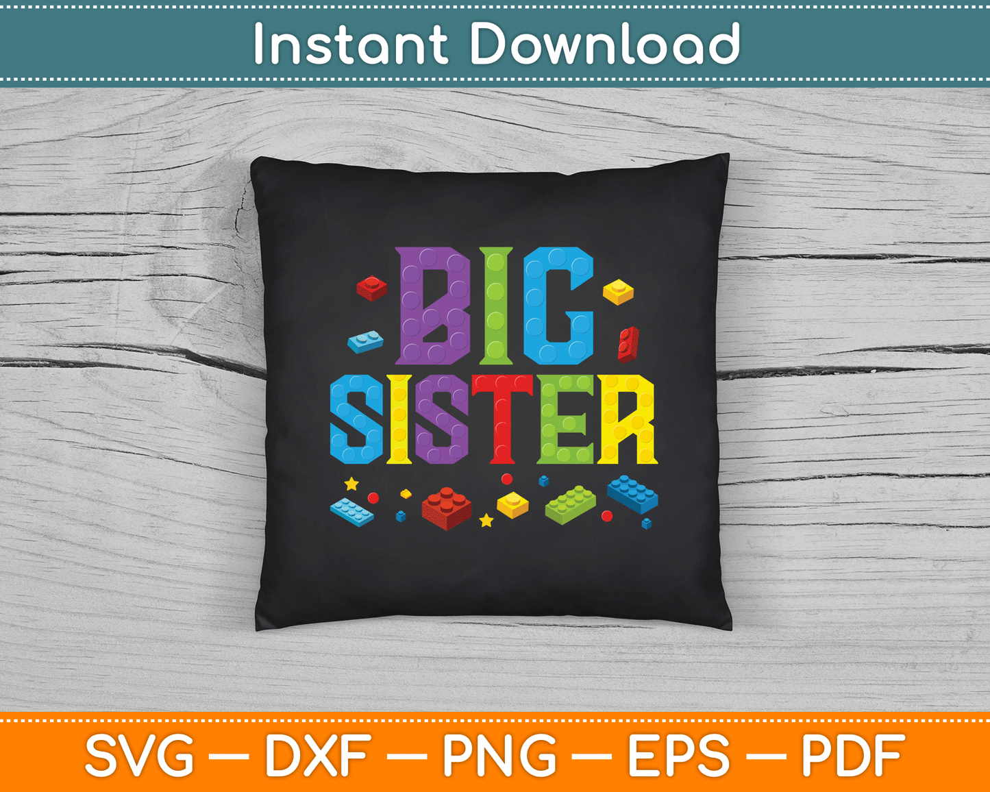 Big Sister Master Builder Building Bricks Blocks SVG Digital Cutting File
