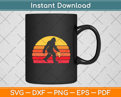Bigfoot Eating Pizza Retro Vintage Svg Digital Cutting File