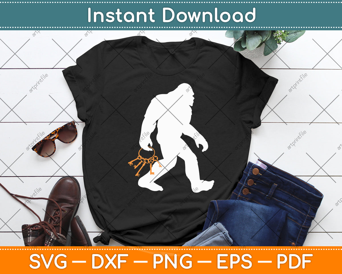 Bigfoot Locksmithing Cryptid Sasquatch Locksmith Svg Digital Cutting File