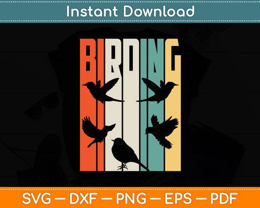 Birding Vintage Retro Style Birders With Birds Svg Digital Cutting File