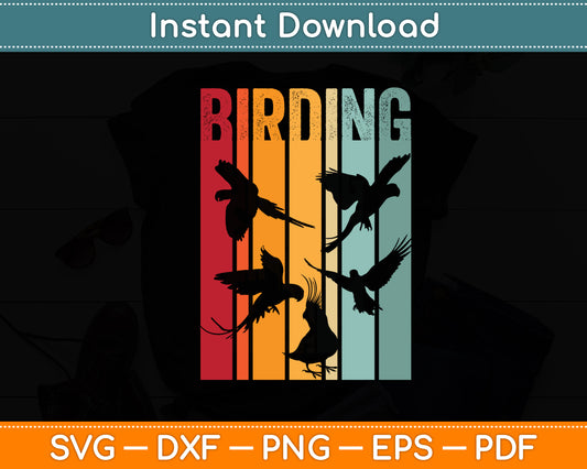 Birding Vintage Style Birders With Birds Svg Digital Cutting File